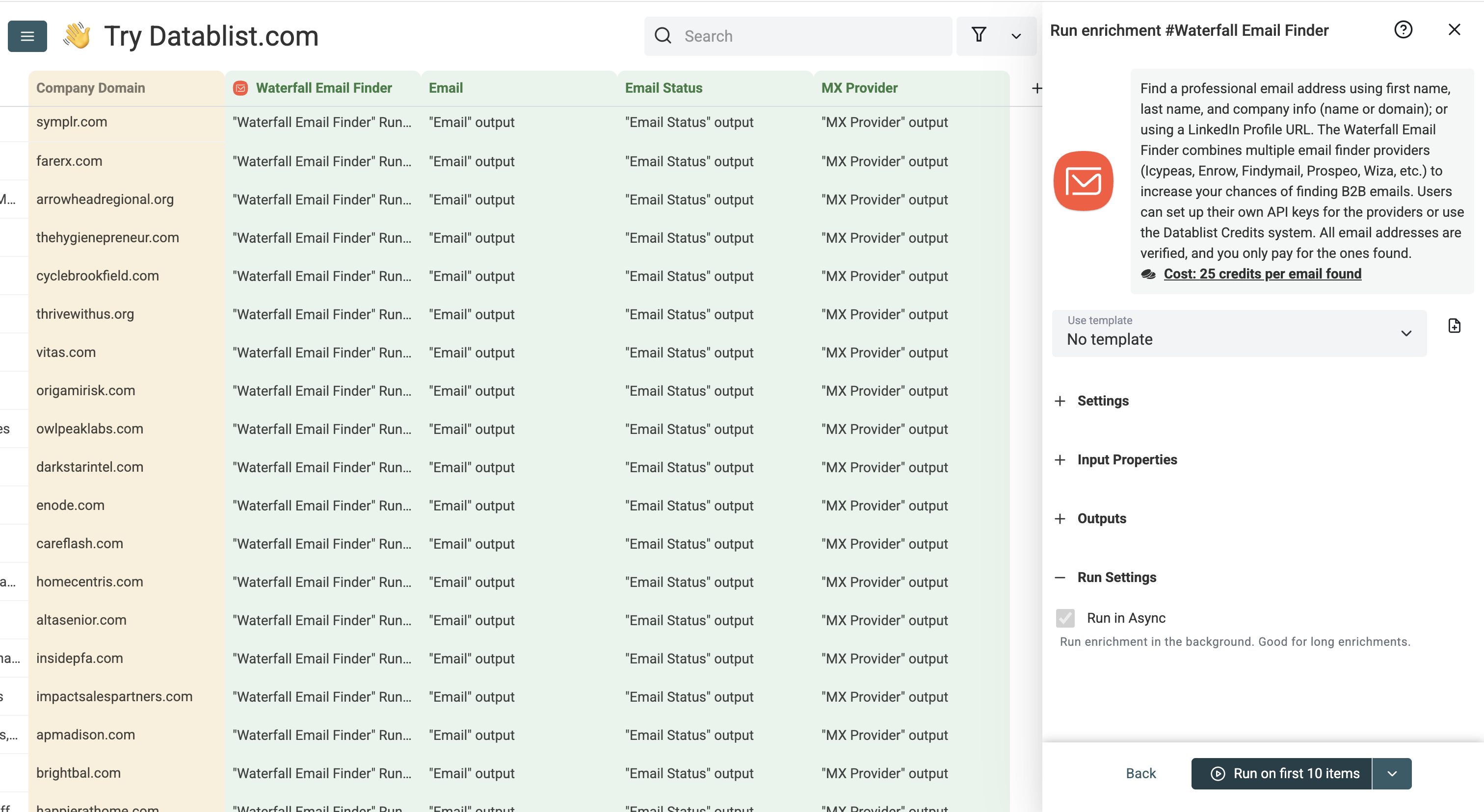 Waterfall Email Finder - Run the Enrichment